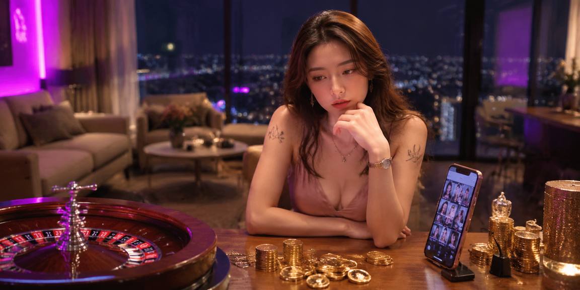 Model Việt Nam chơi roulette — không khí casino đêm sang trọng